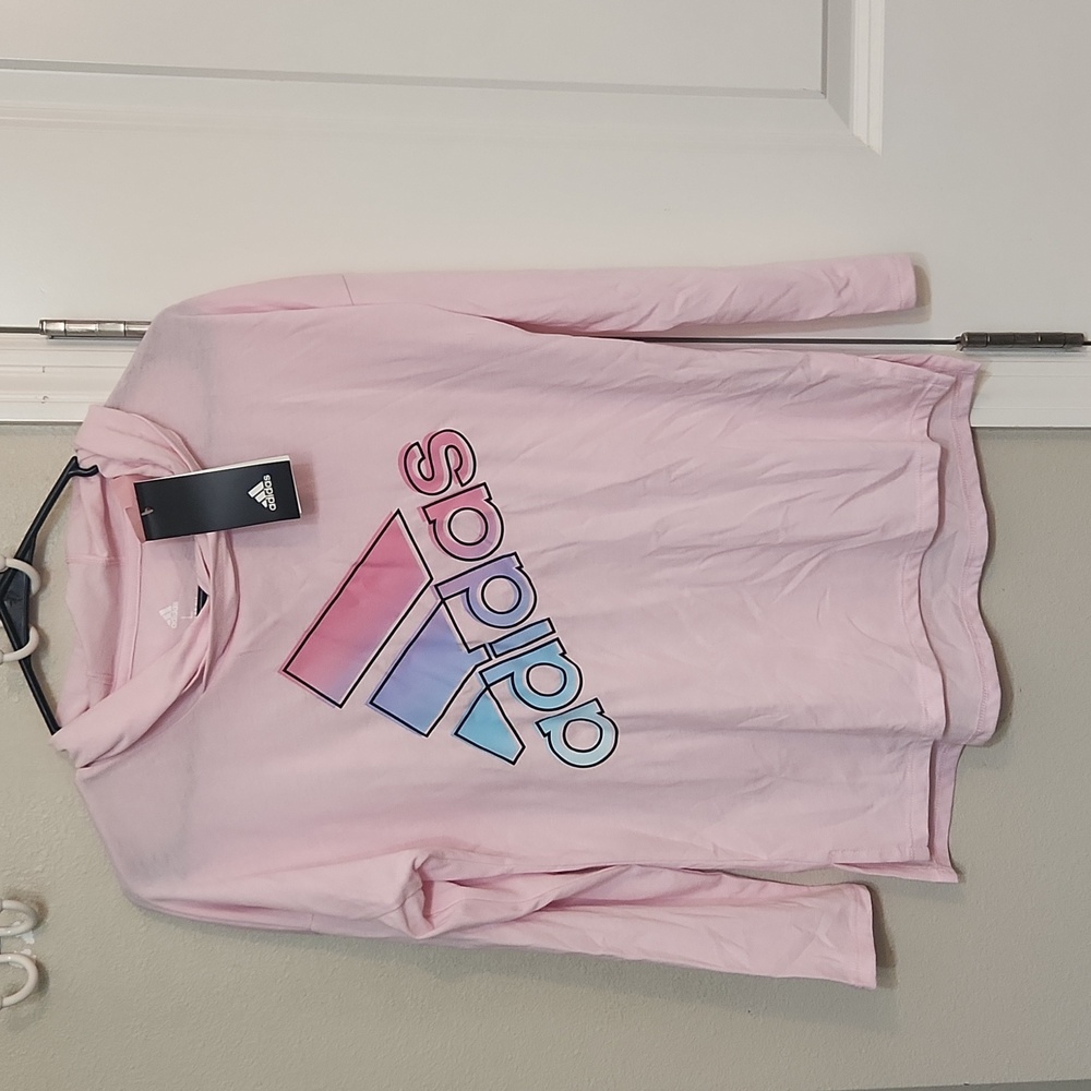 Girls Size L 14 ADIDAS pink hoodie top New with tags soft stretch cotton